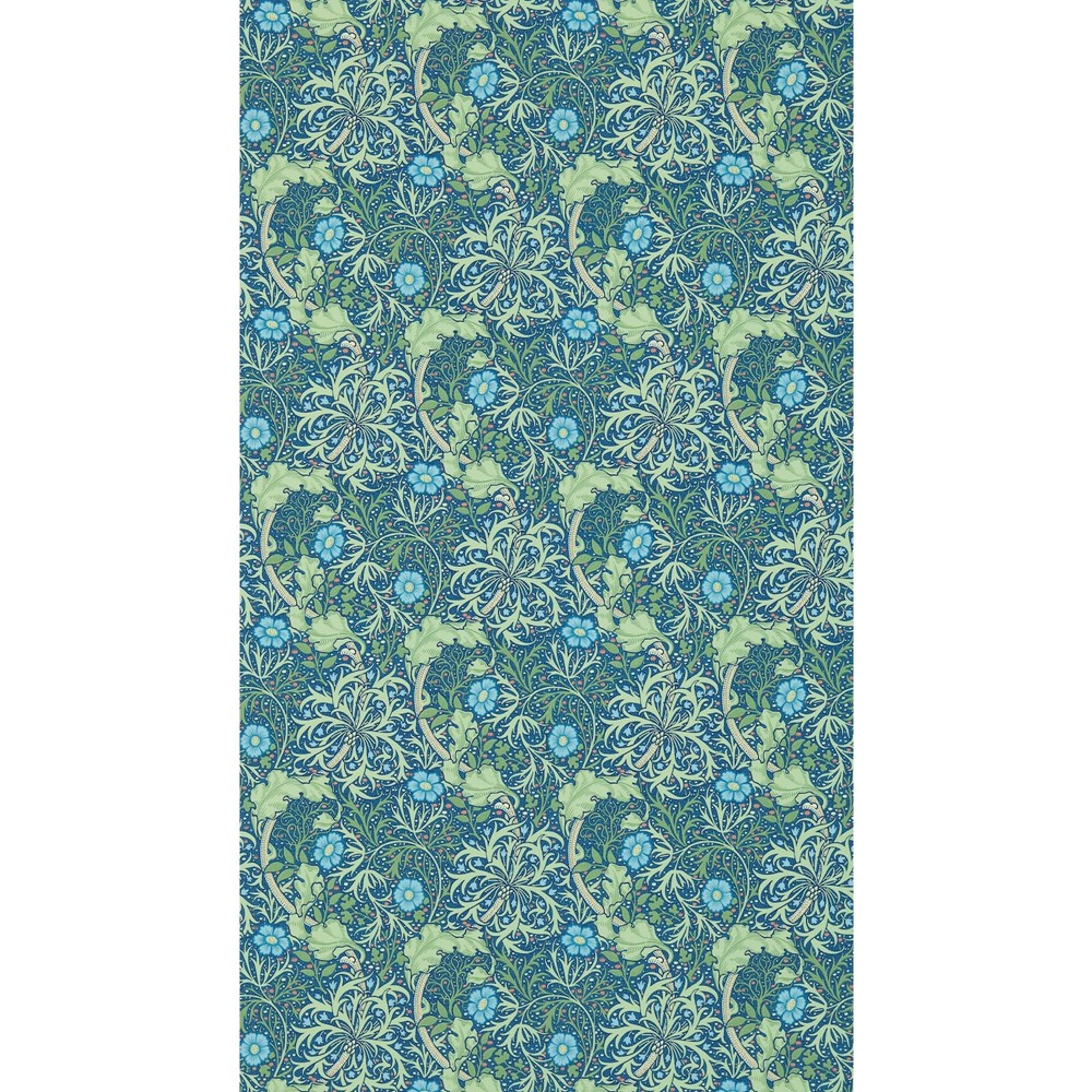 Seaweed Wallpaper 214713 by Morris & Co in Cobalt Thyme Green